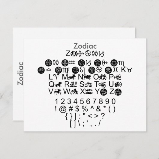 Zodiac - Zazzle-Schriftart-Mustervorlage mit Guide Postkarte (Vorne/Hinten)