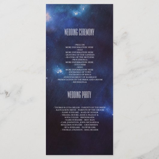 Zodiac-Zeichen | Constellation Wedding Programs Programm (Rückseite)