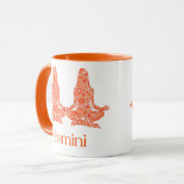 Zodiac-Zeichen für Gemini in einem korallorangen F Tasse (Vorderseite Links)