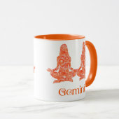 Zodiac-Zeichen für Gemini in einem korallorangen F Tasse (VorderseiteRechts)