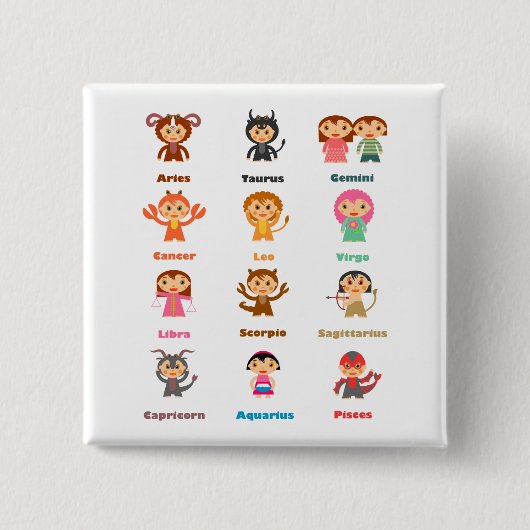 Zodiac-Zeichen für Kinder Button (Vorderseite)