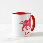Zodiac-Zeichen für Leo in einem roten Fraktal-Must Tasse (VorderseiteRechts)