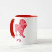 Zodiac-Zeichen für Leo in einem roten Fraktal-Must Tasse (Vorderseite Links)