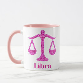 Zodiac-Zeichen für Libra in Magenta und Rosa Tasse