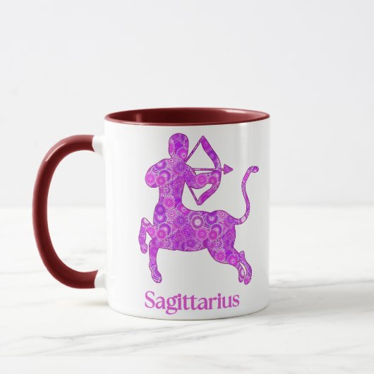 Zodiac-Zeichen für Sagittarius in Amethyst Lila Tasse (Links)