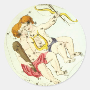 Zodiac-Zeichen: Gemini Runder Aufkleber