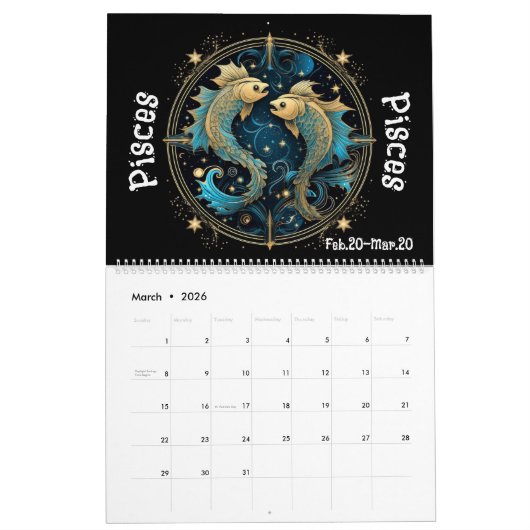 Zodiac-Zeichen Kalender (Mär 2026)