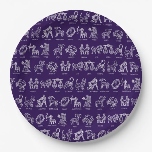 Zodiac-Zeichen-Papierplatte(Lila) Pappteller (Vorderseite)