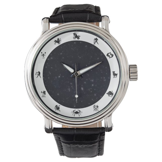 Zodiac-Zeichen / Symbol mit Sternen Armbanduhr (Vorderseite)