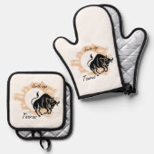 Zodiac-Zeichen - Taurus Ofenhandschuh & Topflappen-Set (Vorderseite/Rückseite)