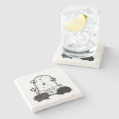 Zodiac-Zeichen und Matching-Haustiere. Krebs - Ige Steinuntersetzer (Seitenansicht)