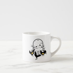 Zodiac-Zeichen und Matching-Haustiere. Leo - Huhn. Espressotasse