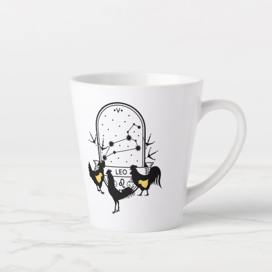 Zodiac-Zeichen und Matching-Haustiere. Leo - Huhn. Milchtasse (Rechts)