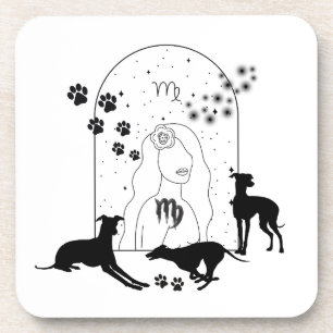 Zodiac-Zeichen und Matching-Tiere.Virgo - Greyhoun Getränkeuntersetzer