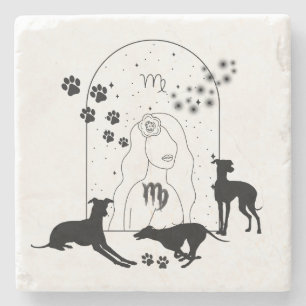 Zodiac-Zeichen und Matching-Tiere.Virgo - Greyhoun Steinuntersetzer