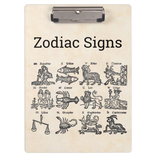 Zodiac-Zeichen-Zwischenablage Klemmbrett (Vorderseite)