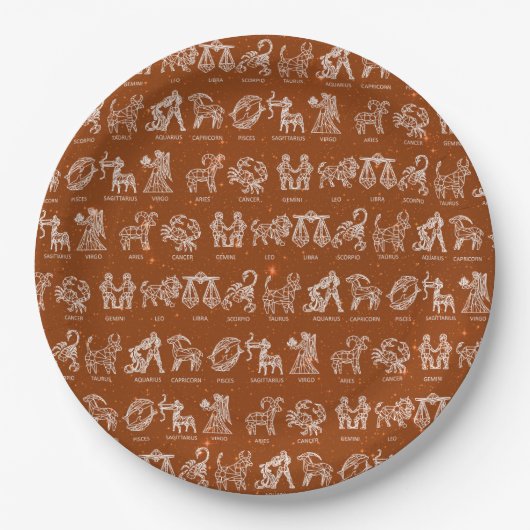 Zodiac-Zeichenpapierplatte (Orange) Pappteller (Vorderseite)
