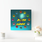 ZODIACAL SIGN AQUARIUS DRUCKT FARBEN GEMSTONS QUADRATISCHE WANDUHR (Zuhause)
