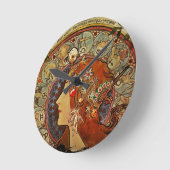 Zodiak Frau durch Mucha Runde Wanduhr (Winkel)