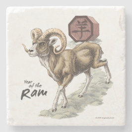 Zodiaka Jahr der Ram Animal Art Steinuntersetzer