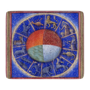 ZODIAKALE ZEICHEN MIT VIER ELELEMENTEN SCHNEIDEBRETT