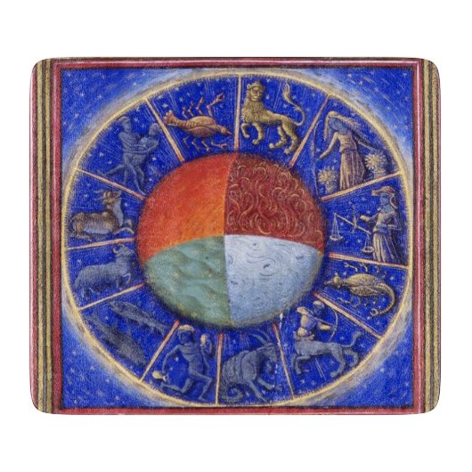 ZODIAKALE ZEICHEN MIT VIER ELELEMENTEN SCHNEIDEBRETT (Vorderseite)