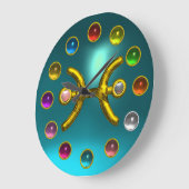 ZODIAKALE ZEICHENPISZEN DRUCKEN 3D-FARBEN GEMSTONS GROßE WANDUHR (Winkel)