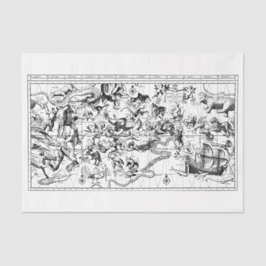 Zodiakkonstellationen Schwarz-weißes Gewebepapier Seidenpapier (Vorderseite)