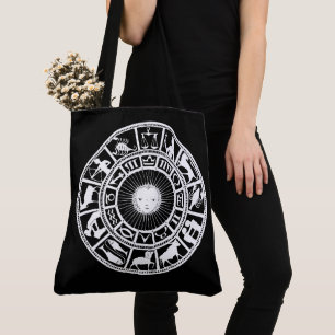 Zodiakrad mit Sonne und Astrologiesymbolen Tasche