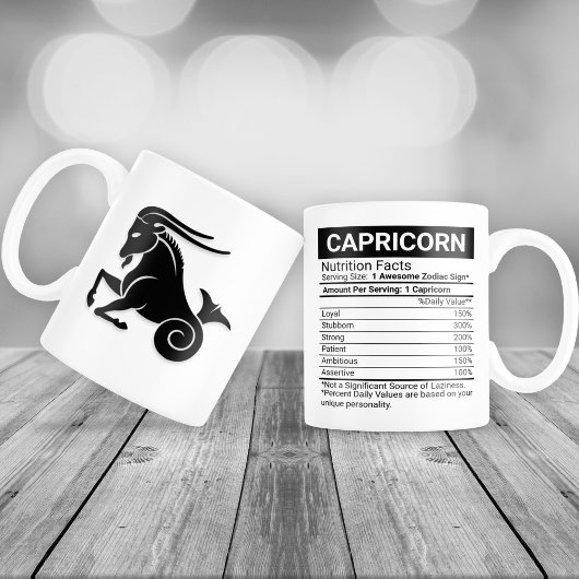 Zodiakszeichen von Capricorn mit Nährwertangaben, Jumbo-Tasse