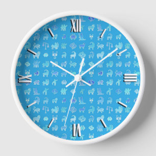 Zodiaktsymbole, türkisblau wanduhr