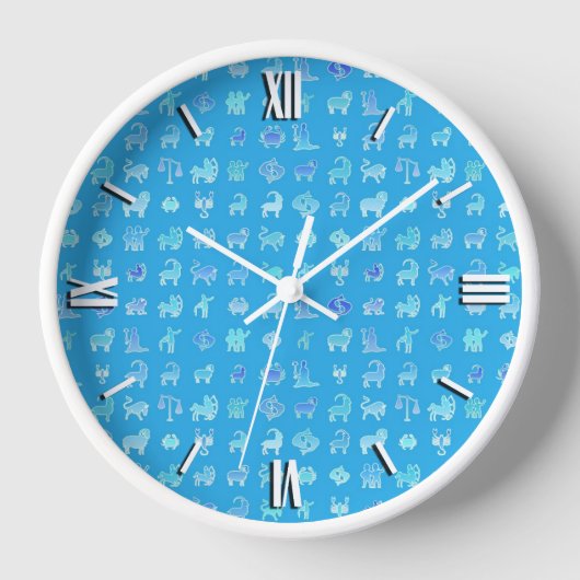 Zodiaktsymbole, türkisblau wanduhr (Vorderseite)
