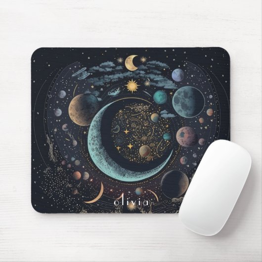 Zodiakzeichen Gold und Schwarz Mousepad (Mit Mouse)