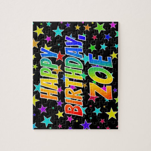 "ZOE" First Name, Fun "HAPPY BIRTHDAY" Puzzle (Vertikal)