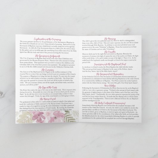 Zoe Griechisch-orthodoxe Kirche Taufprogramm Programm (Innenseite)