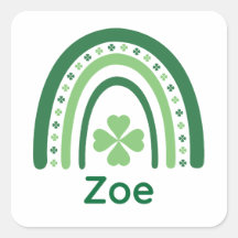 Zoe Name Clover Boho Rainbow