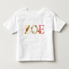 ZOE Name Kunst mit Blume bestickt Kleinkind T-shirt
