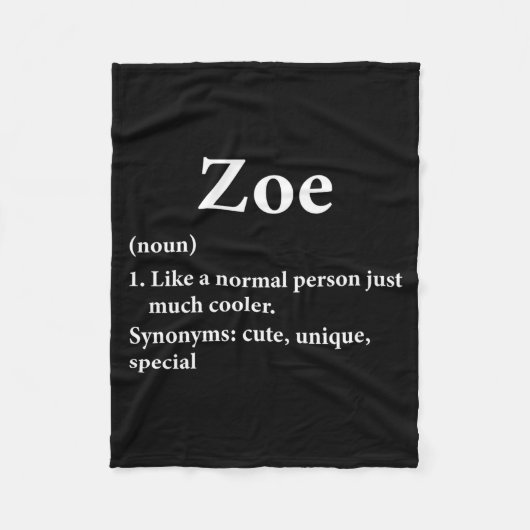 Zoe Namensdefinition Lustig D  Fleecedecke (Vorderseite)
