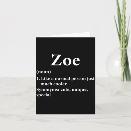 Zoe Namensdefinition Lustig D Karte (Vorderseite)