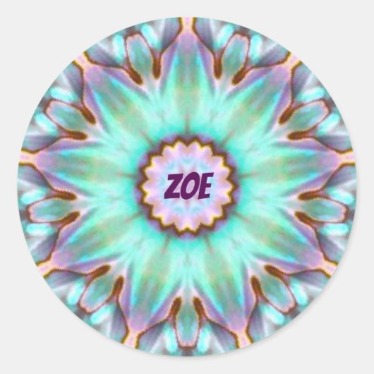 ZOE ~ Personalisierte Paua Muschel Sticker Fraktal (Vorderseite)
