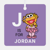 Zoe | Personalisierter Name mit Foto Ornament Aus Metall (Vorderseite)