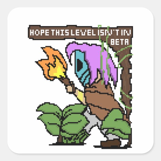 Zoe Pixel Sign – “Beta-Level?” Quadratischer Aufkleber (Vorderseite)