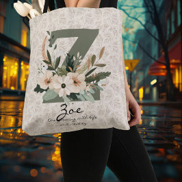 Zoe's Vibrant Vitality - Boho Floral Monogram Tragetaschen Mit Langen Trägern