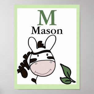 Zoey das Zebra NAME DRUCK Baby Zoo Tiere Poster