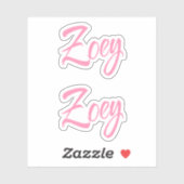 Zoey Decorative Name in Pink x2 Aufkleber (Blatt)