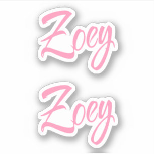Zoey Decorative Name in Pink x2 Aufkleber