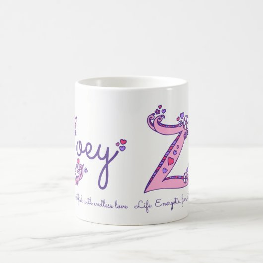 Zoey dekorative Z Monogramm-Tasse Namensbedeutung Kaffeetasse (Mittel)