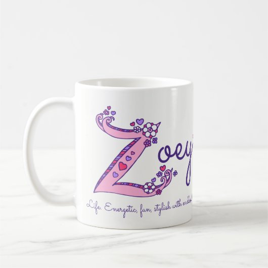 Zoey dekorative Z Monogramm-Tasse Namensbedeutung Kaffeetasse (Links)