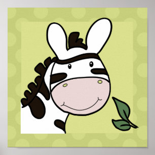 Zoey die Zebra 10x10 Square Print in Green Poster