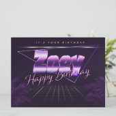 Zoey Name Vorname lila retro Karte Geburtstag (Stehend Vorderseite)